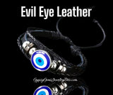 Evil Eye Protection Adjustable Slider Knot Leather Changeable Snap Button Bracelet
