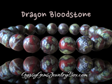 Bloodstone - Dragon Bloodstone Custom Size Round Smooth Stretch (10mm Grande) Natural Gemstone Crystal Energy Bead Bracelet