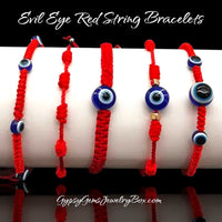 Evil Eye Red Silk 5 Eyes Braided Macrame Adjustable Slider Knot Good Luck Protection Bracelet