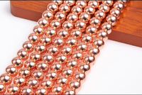 Hematite Rose Gold Copper Custom Size Round Smooth Stretch (8mm) Natural Gemstone Crystal Energy Bead Bracelet