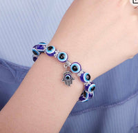 Evil Eye Hamsa Charm Bead Energy Bracelet 8mm