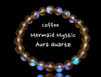 Mermaid Mystic Aura Australian Crystal Custom Size Coffee Frost Matte Crystal Energy Bead Bracelet