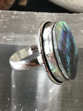 Abalone Shell .925 Sterling Silver Ring (Size 7.75)