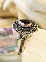 Garnet Gemstone .925 Sterling Silver Locket Ring (Size 8.25)