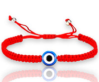 Evil Eye Red or Black Silk Braided Macrame Adjustable Slider Knot Good Luck Protection Bracelet
