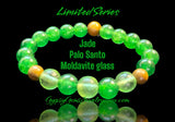 Jade Imperial Green Nephrite• Moldavite Green Sea Glass•Palo Santo Wood•Custom Size•10mm Grande Large•Natural Gemstone Energy Bead Bracelet•Limited Series