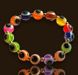 Evil Eye Colorful Stretch Crystal Bead Energy Bracelet 10mm