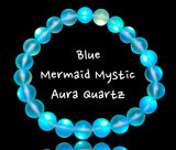 Mermaid Mystic Aura Australian Crystal Blue Frost Custom Size Matte Crystal Energy Bead Bracelet