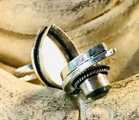 Peridot Gemstone .925 Sterling Silver Locket Ring (Size 7.75)