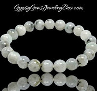 MOONSTONE with Tourmaline Crystal Gemstone Energy Bead Bracelet