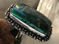 Malachite Turquoise Copper Gemstone Orgone .925 Sterling Silver Ring (Size 7.5)