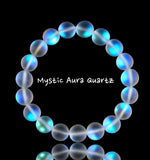 Mermaid Mystic Aura Australian Crystal Blue Gray Custom Size  Rainbow Frost Matte Crystal Energy Bead Bracelet