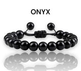 Onyx Black Matte Rustic Braided Rope Energy Bead Bracelet, Adjustable
