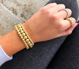Hematite 14k Gold Custom Size Round Smooth Stretch (8mm) Natural Gemstone Crystal Energy Bead Bracelet