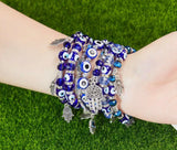 Evil Eye Hamsa Hand Charm Black Crystal Bead Energy Bracelet