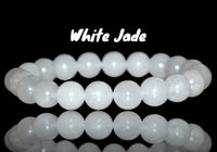 Jade - Nephrite White Jade Custom Size Round Smooth Stretch (8mm) Natural Gemstone Crystal Energy Bead Bracelet