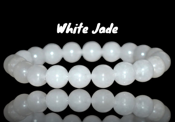 Jade White Gemstone Energy Bead Bracelet