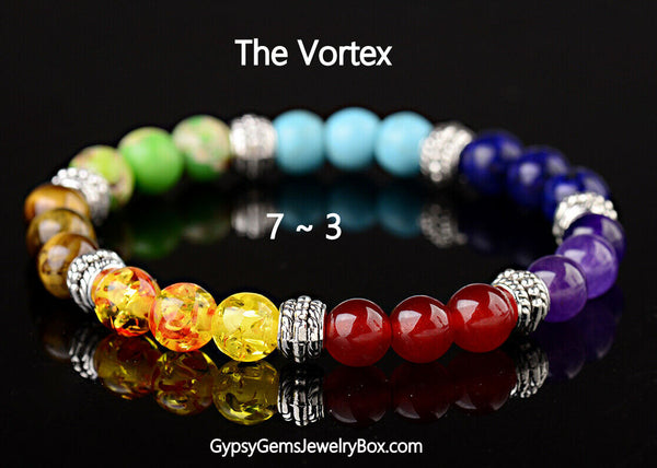 7 CHAKRA Handmade Gemstone Energy Bead Bracelet “VORTEX”