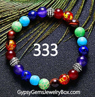 7 CHAKRA Custom Size Natural Gemstone Crystal Energy Bead Bracelet Round Smooth Stretch