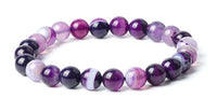 Agate Purple Banded Botswana Crystal Gemstone Energy Bead Bracelet "Purple Passion""