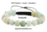 Amazonite - Macrame Adjustable Slider Knot Frost Matte Rustic Round (8mm) Natural Gemstone Crystal Energy Bead Bracelet