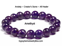 Amethyst - Dark Purple Custom Size Round Smooth Stretch (8mm) Natural Gemstone Crystal Energy Bead Bracelet