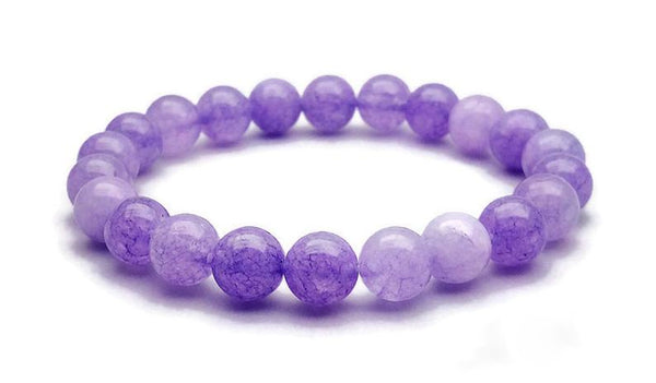 Jade Purple Lavender Crystal Gemstone Energy Bead Bracelet