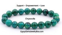 Natural CHRYSOCOLLA Gemstone Energy Bead Bracelet