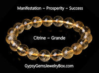 CITRINE Crystal Gemstone Energy Bead Bracelet  "Grande"