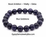 GOLDSTONE Sandstone Crystal Gemstone Blue Energy Bracelet "STARRY NITE"