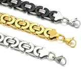 Stainless Steel Byzantine Flat Link Mariner Chain Two Tone Bracelet