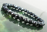 HEMATITE Black Crystal Gemstone Faceted Energy Bead Bracelet