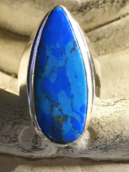 Turquoise Copper Natural Gemstone .925 Sterling Silver Ring (Size 9)