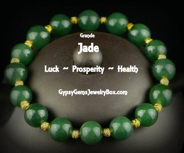 JADE ‘Jadeite’ Gemstone Energy Bead Bracelet Grande 10mm