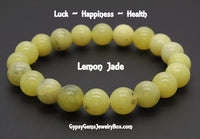 Jade - Jadeite Lemon Yellow Custom Size Round Smooth Stretch (8mm) Natural Gemstone Crystal Energy Bead Bracelet