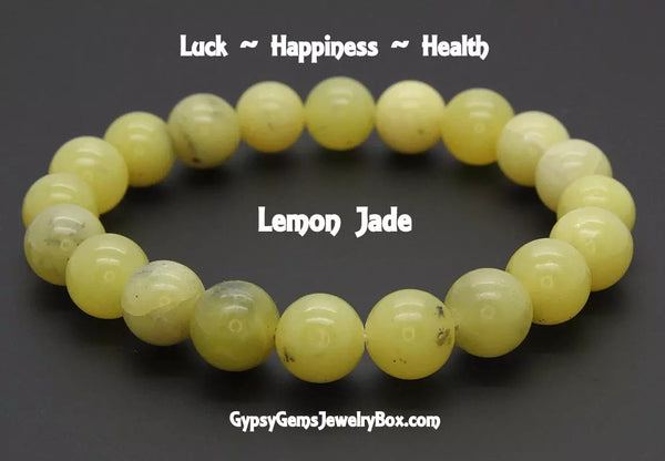 JADE Lemon Jade Gemstone Energy Bead Bracelet