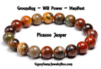 Jasper - Picasso Custom Size Round Smooth Stretch (8mm) Natural Gemstone Crystal Energy Bead Bracelet