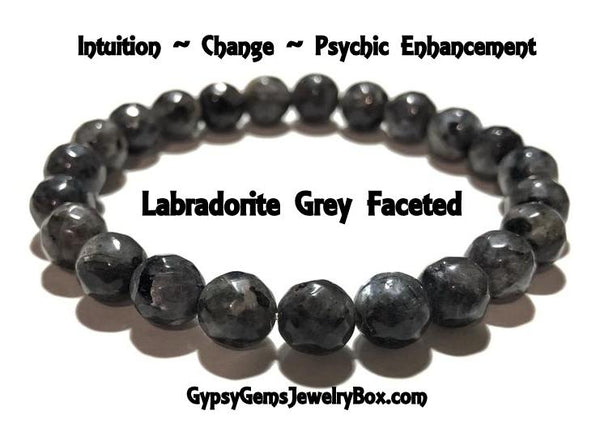 LABRADORITE Grey Faceted Energy Bracelet "Black Moonstone"