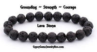 Lava Stone Lava Rock Aromatherapy Custom Size Round Stretch (Available in Three different bead sizes: 8mm, 10mm, 12mm) Natural Gemstone Crystal Energy Bead Bracelet