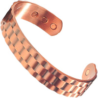 Copper Magnetic Therapy Pure Copper Heal Sugar Down Weave Design Solid Heavy Bracelet Cuff (4 Colors)