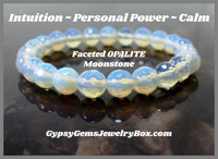 Opalite Sri Lanka Moonstone Custom Size Diamond Cut Faceted Stretch (8mm) Natural Gemstone Crystal Energy Bead Bracelet