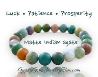 Agate Indian Matte Rustic Gemstone Energy Bead Bracelet "Luck"
