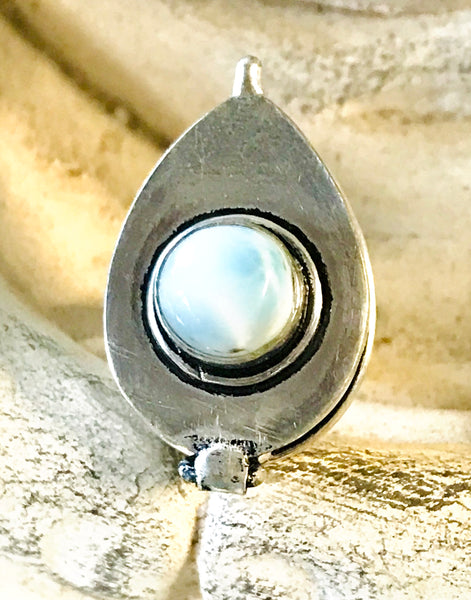 Larimar Gemstone .925 Sterling Silver Poison Ring (Size 7)