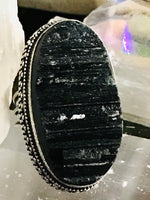 Tourmaline Black Natural Gemstone .925 Sterling Silver Ring (Size 7.5)