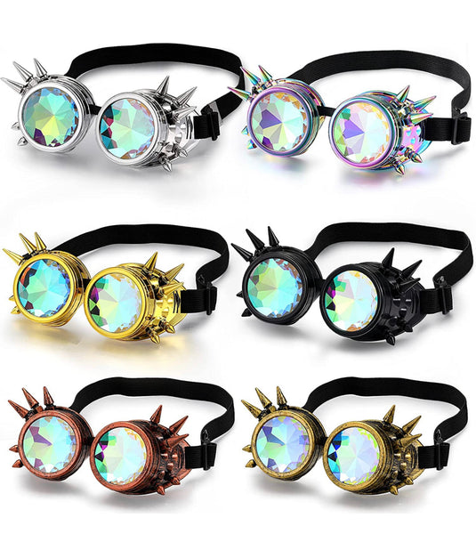 Steampunk Kaleidoscope Spike Goggles Black