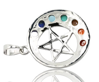 7 Chakra Star Pentacle Silver Crystal Pendant Necklace