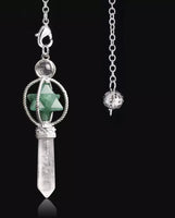 Merkabah Star of David Gemstone and Quartz Crystal Point Energy Healing Dowsing Crystal Pendulum