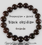 Black Obsidian Gemstone Energy Bracelet - Grande