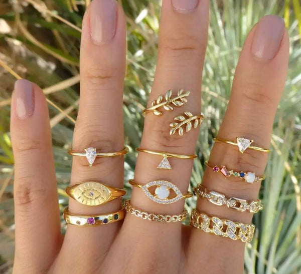 Boho Eye of Protection Stackable 11 pc Rings Set
