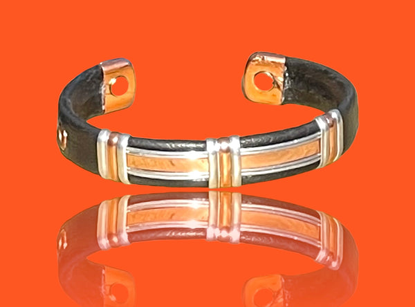 Pure Copper Magnetic Therapy Leatherette Bracelet Cuff